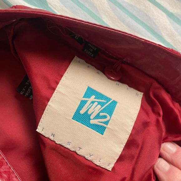 Vintage 80’s Real leather Red skinny jeans XS l - Picture 3 of 7